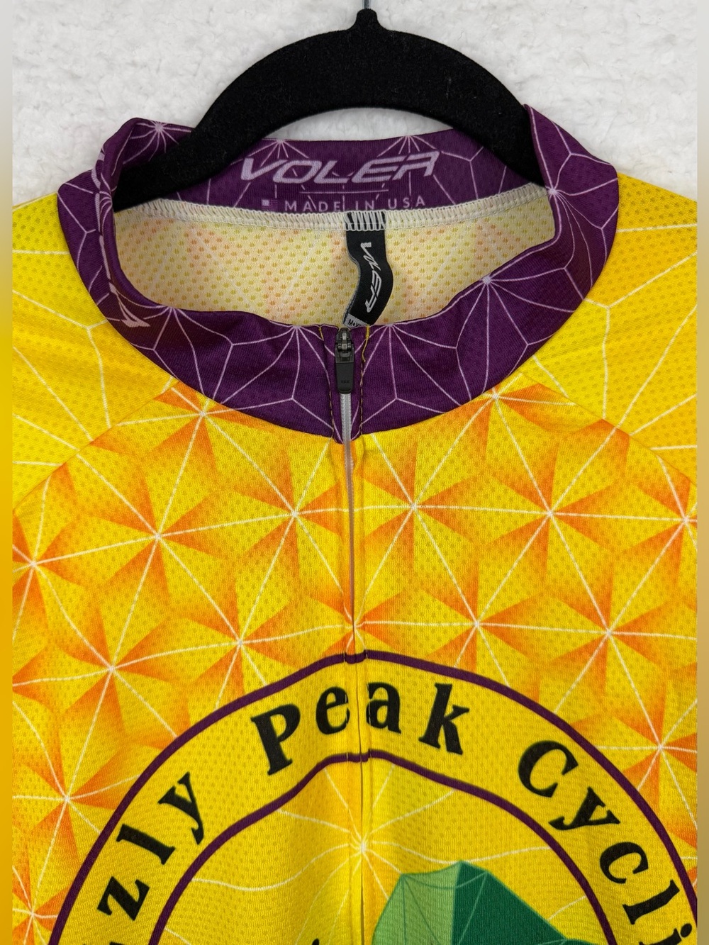 VOLER • Yellow/Purple Grizzly Peak Cyclists Short-Sleeve Cycling Jersey, XL - Picture 3 of 15